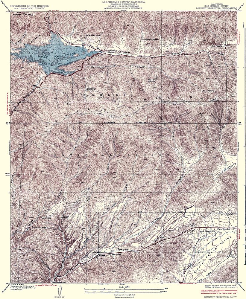 Bouquet Reservoir California Quad - USGS 1937
