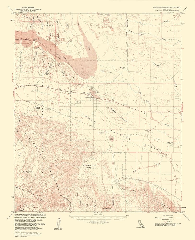 Borrego Mountain California Quad - USGS 1961