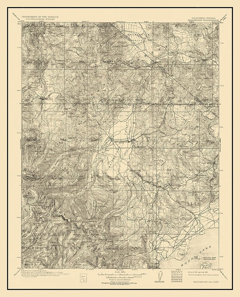 Bridgeport California Nevada Quad - USGS 1911