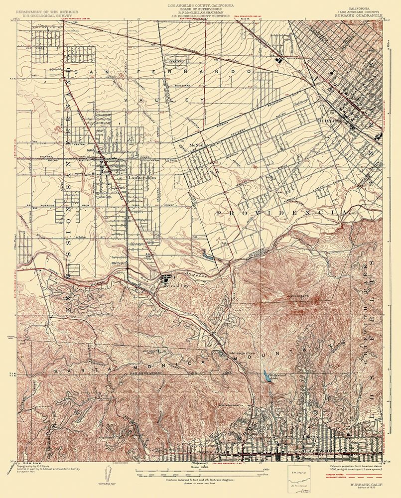 Burbank California Quad - USGS 1926