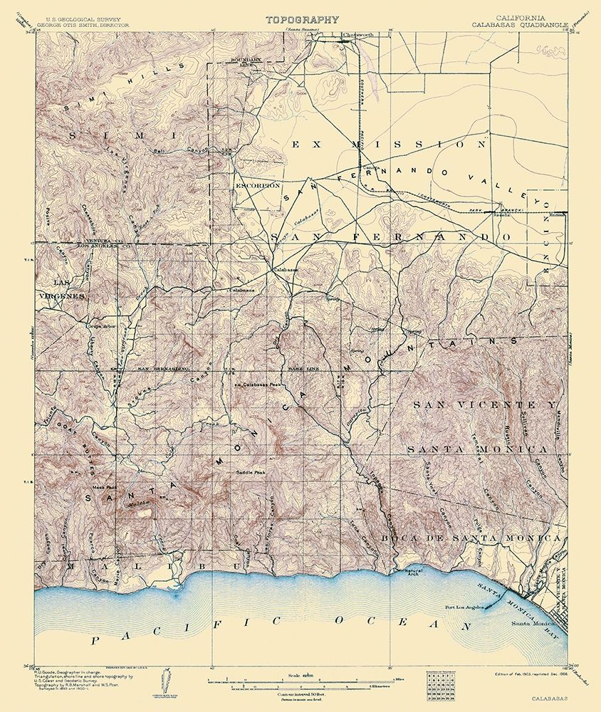 Calabasas California Quad - USGS 1903