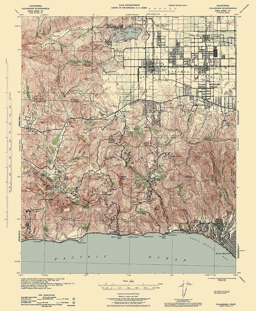 Calabasas California Quad - USGS 1944