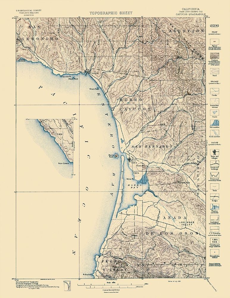 Cayucos California Quad - USGS 1897