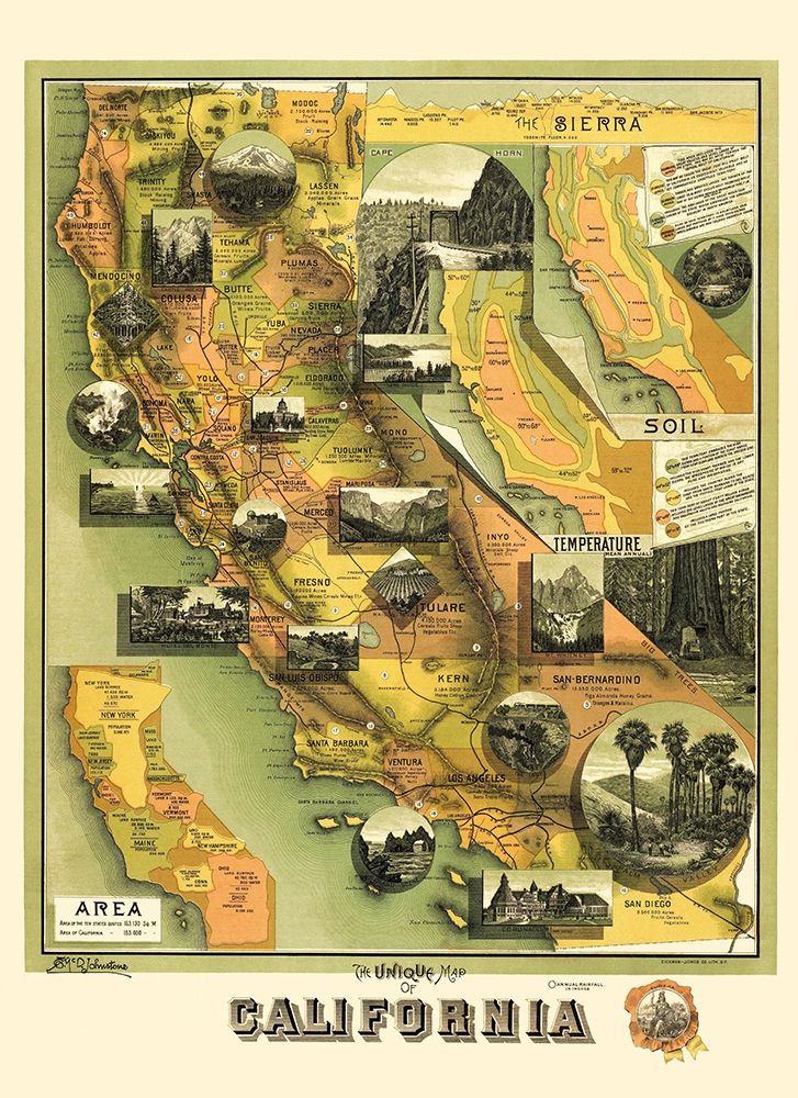 California Illustrated Map - Jones 1898