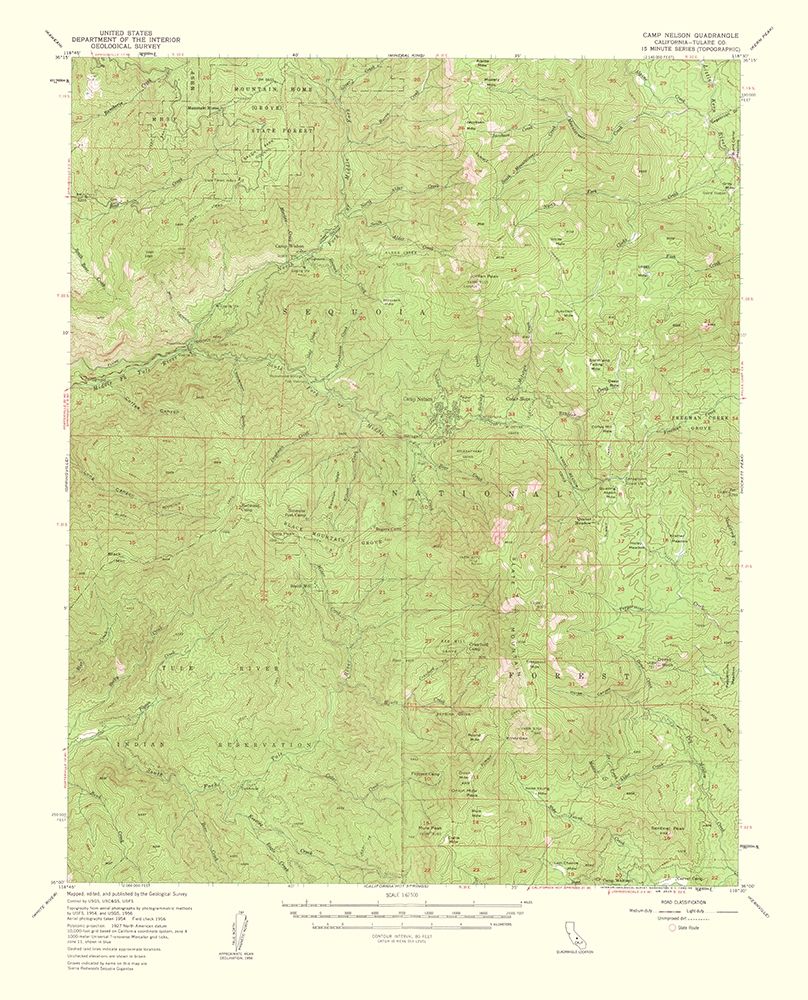 Camp Nelson California Quad - USGS 1962