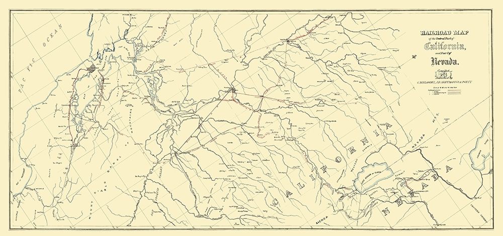 Central California, Part of Nevada Railroad 1865