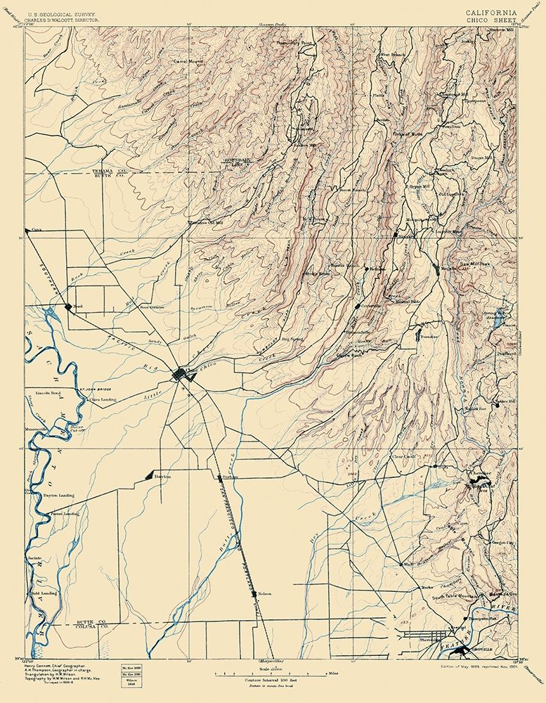 Chico California Sheet - USGS 1895