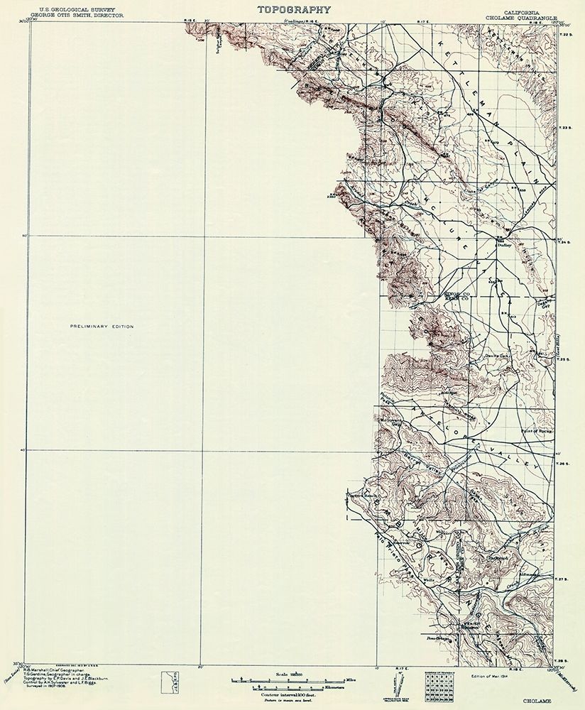 Cholame California Quad - USGS 1914