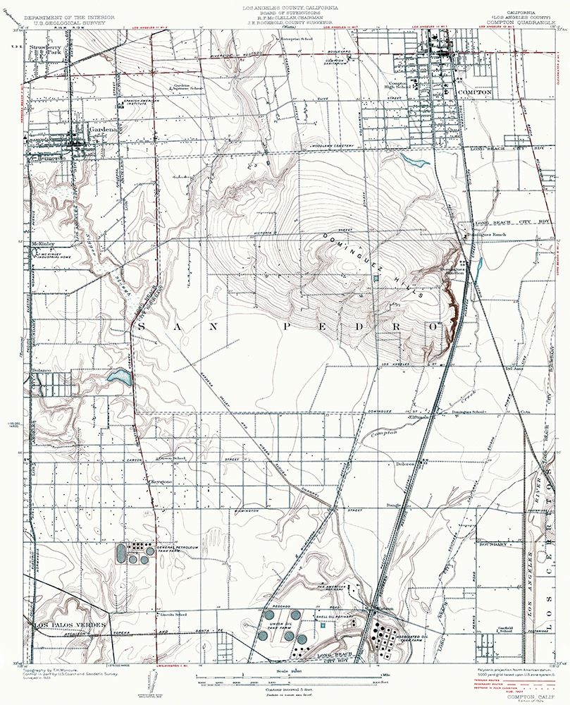Compton California Quad - USGS 1924