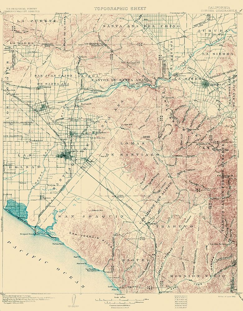Corona California Quad - USGS 1902