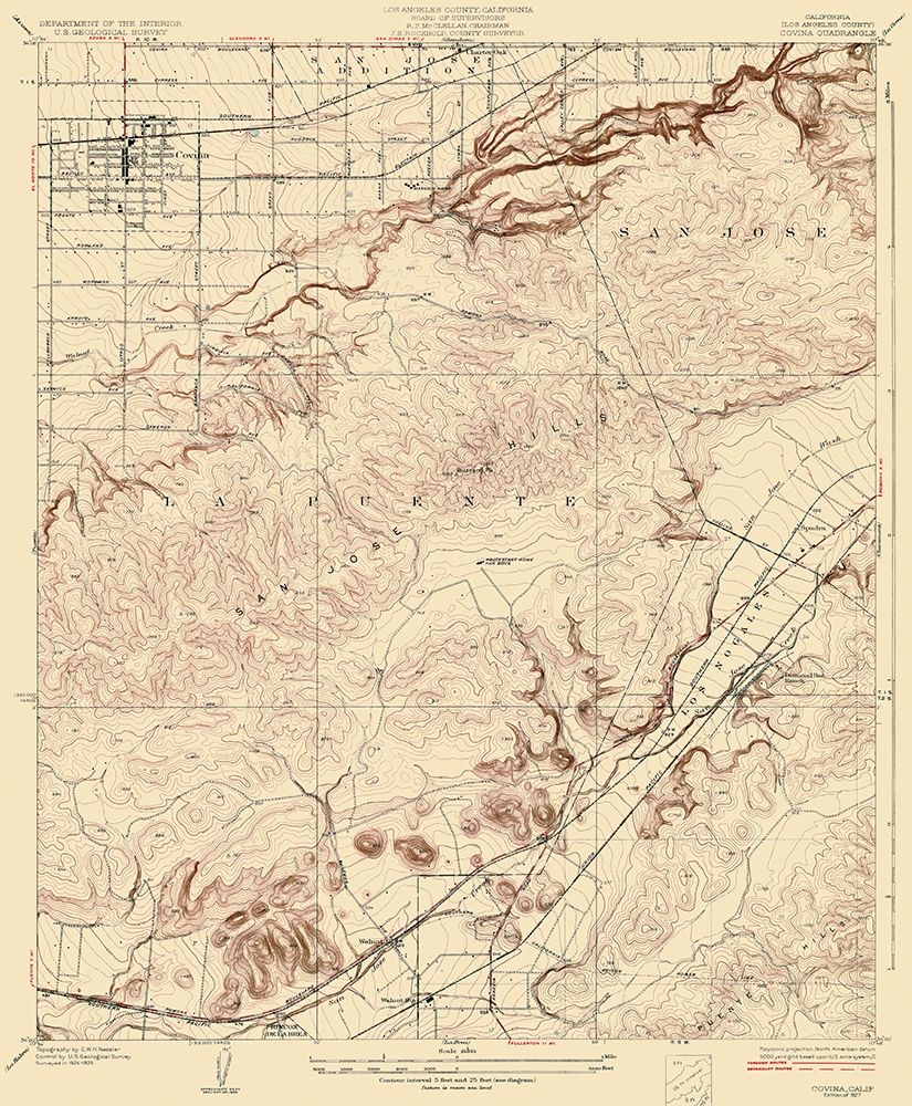 Covina California Quad - USGS 1927