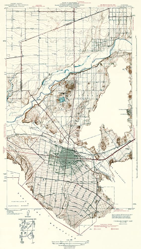 Corona Vicinity California - USGS 1942