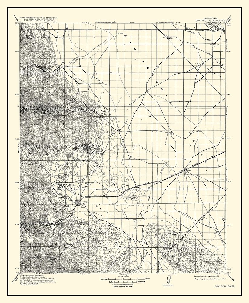Coalinga California Quad - USGS 1912
