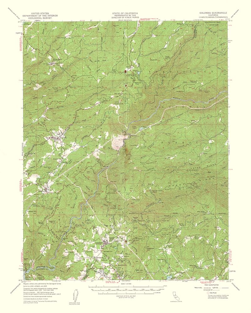 Columbia California Quad - USGS 1961