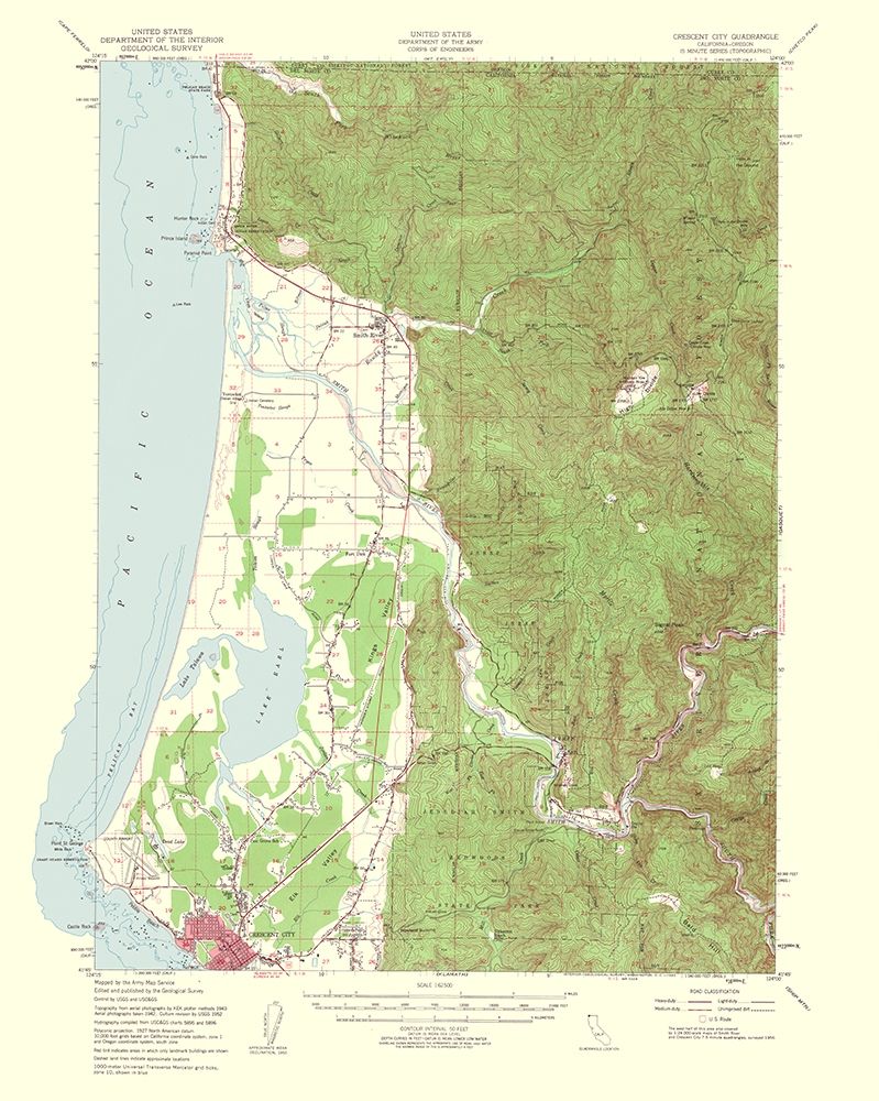 Crescent City California Oregon Quad - USGS 1962