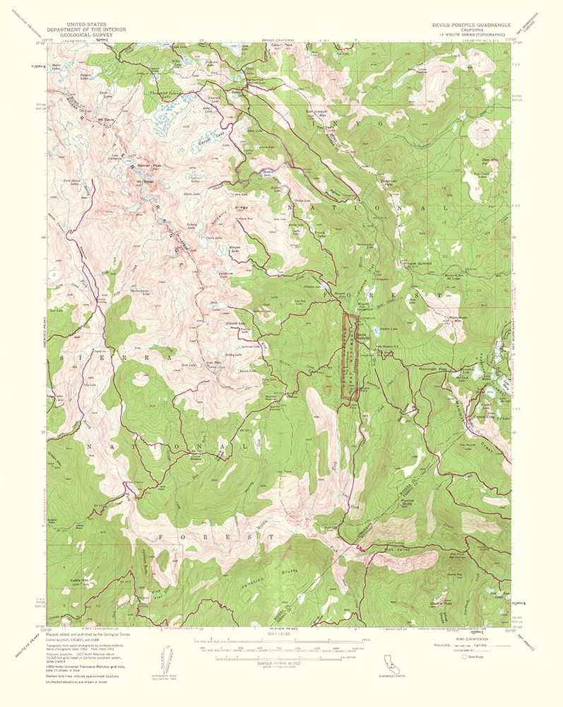 Devils Postpile California Quad - USGS 1963