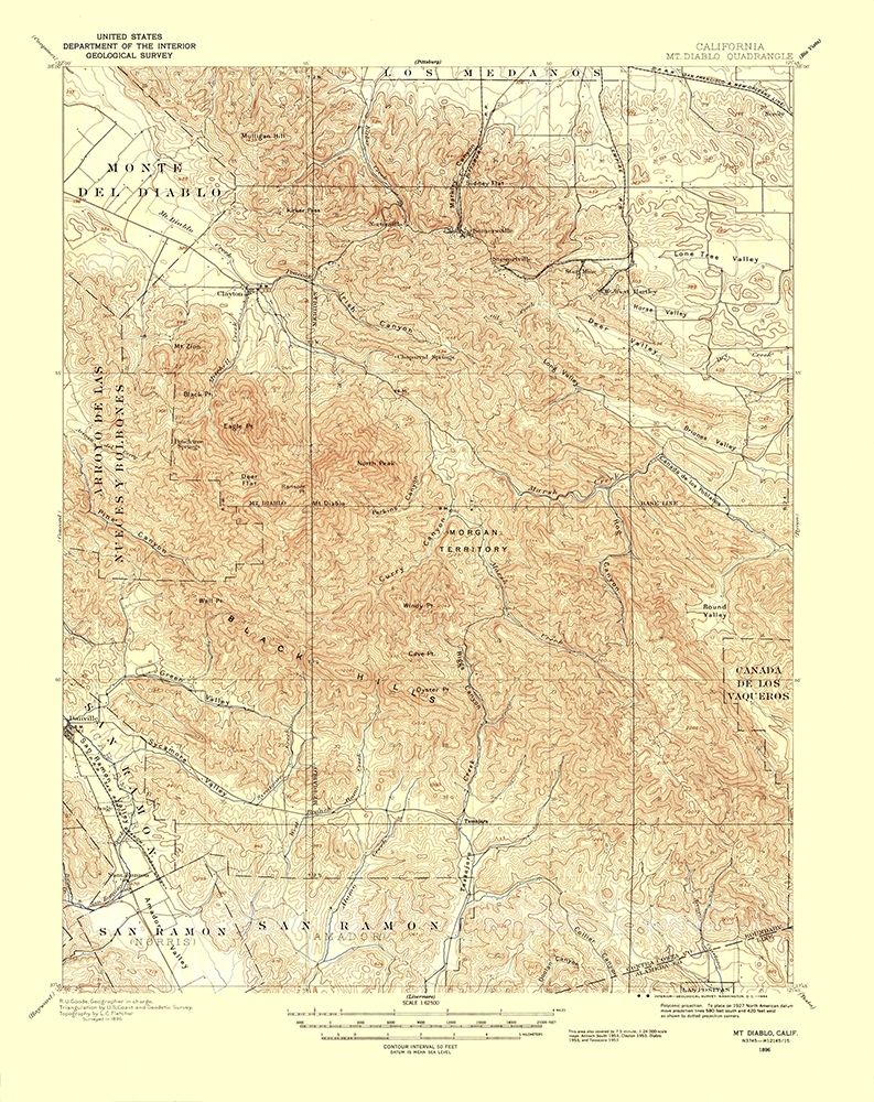 Mt Diablo California Quad - USGS 1896