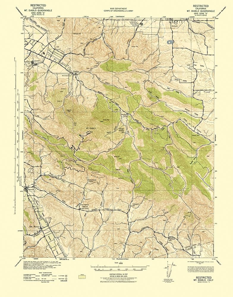 Mt Diablo California Quad - USGS 1943