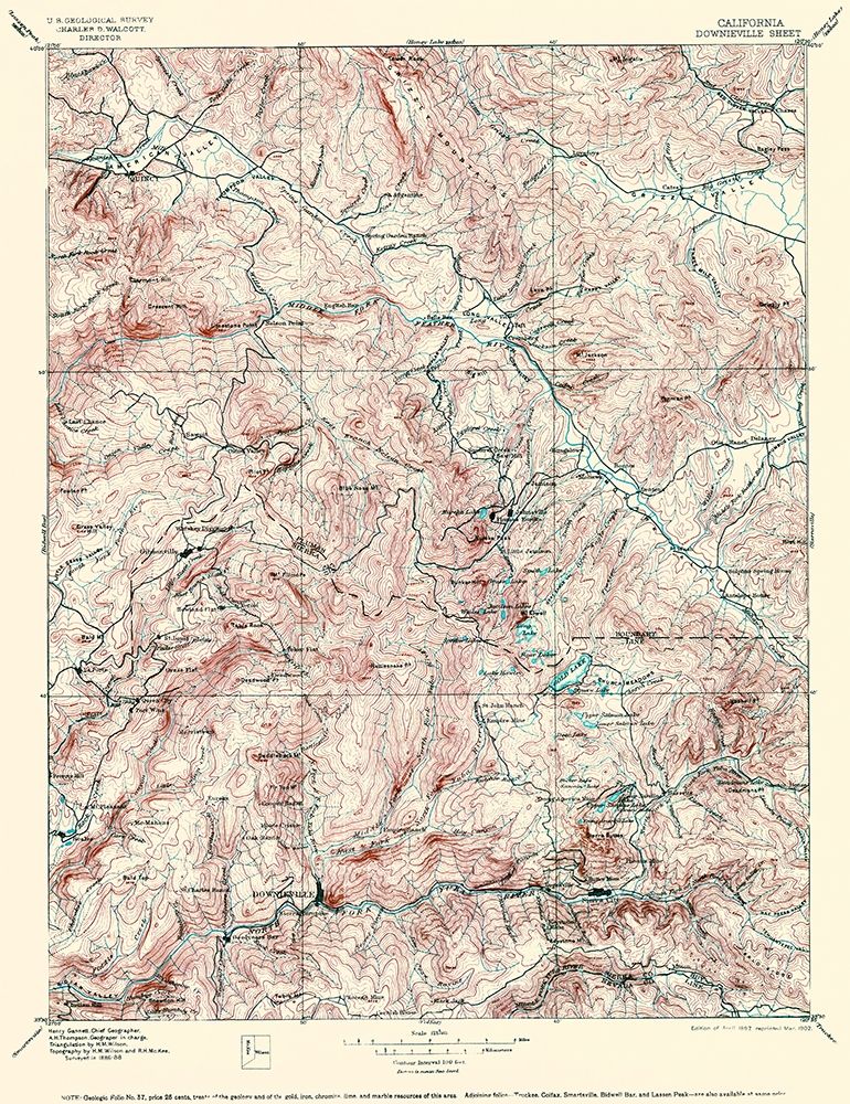 Downieville California Quad - USGS 1897