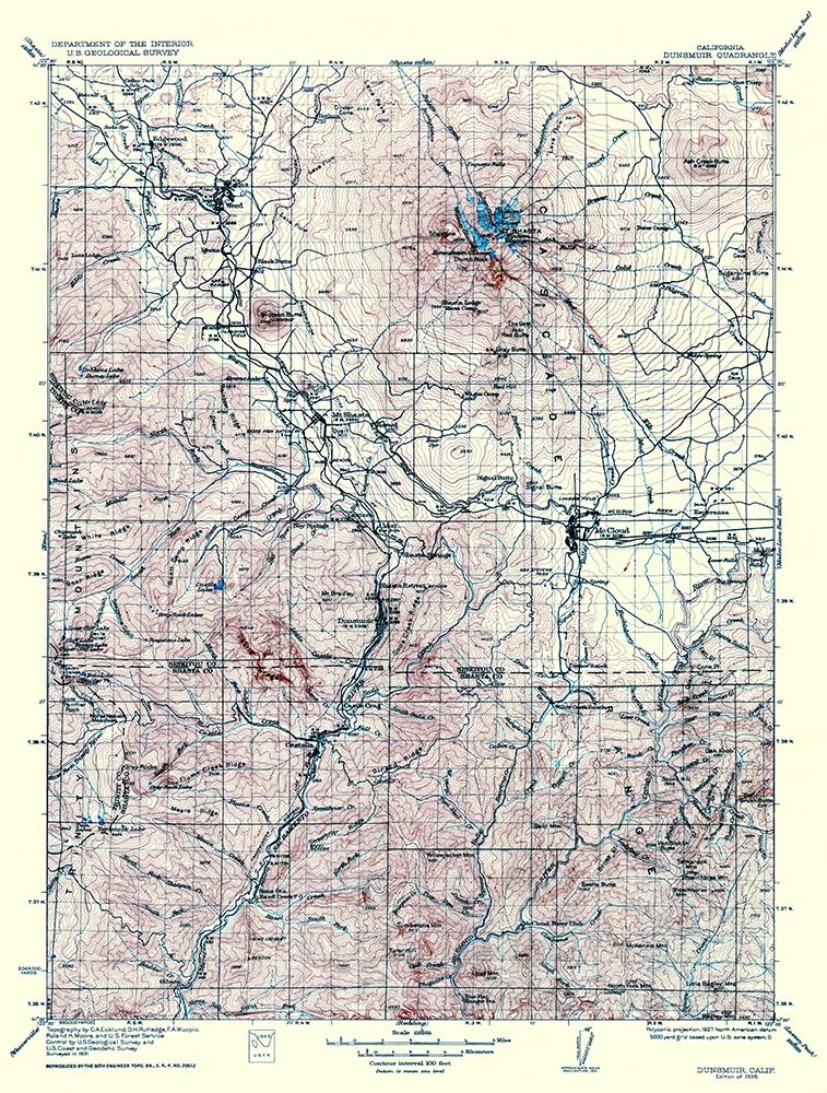 Dunsmuir California Quad - USGS 1935