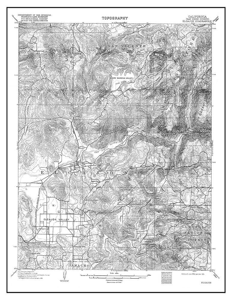 El Cajon California Quad - USGS 1903