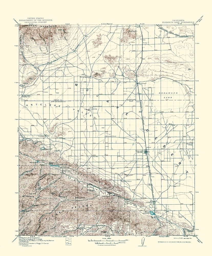 Elizabeth Lake California Quad - USGS 1917