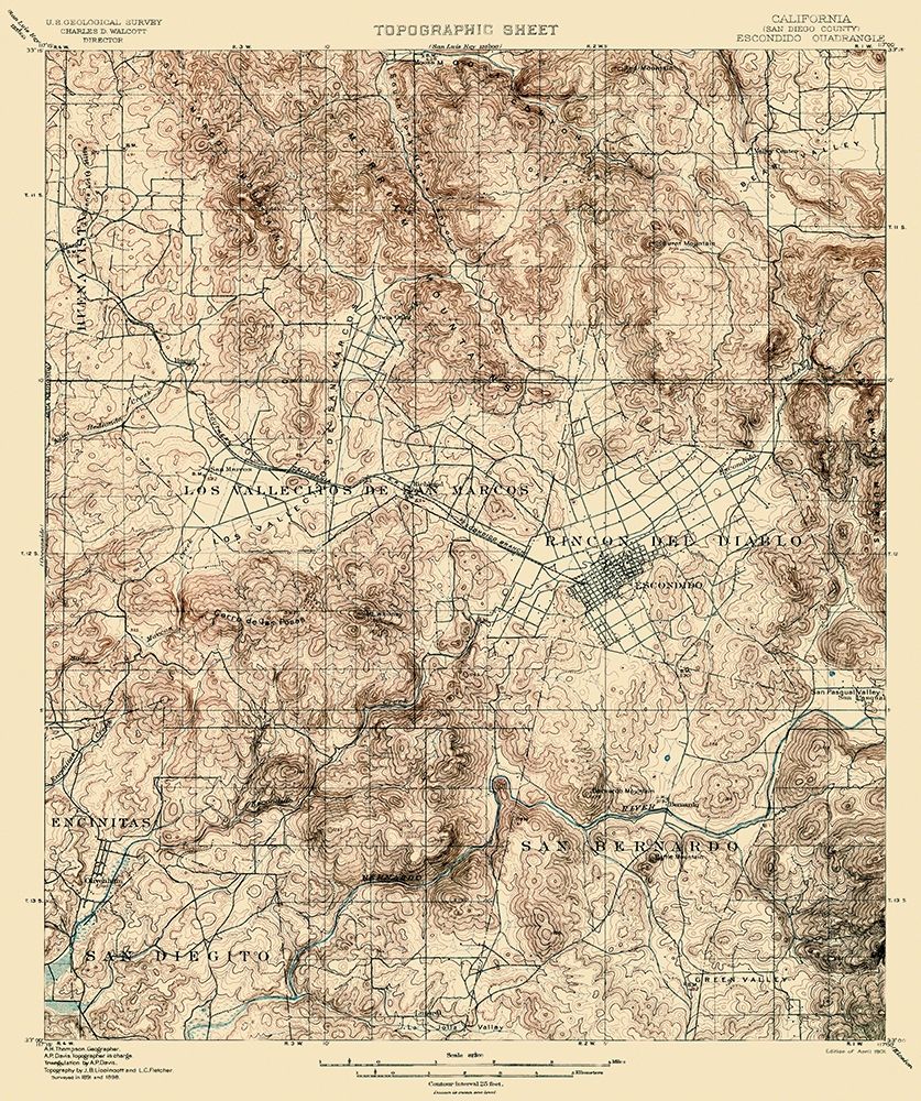 Escondido California Quad - USGS 1901