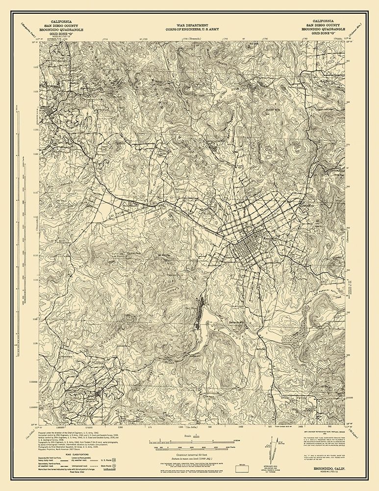 Escondido California Quad - USGS 1942