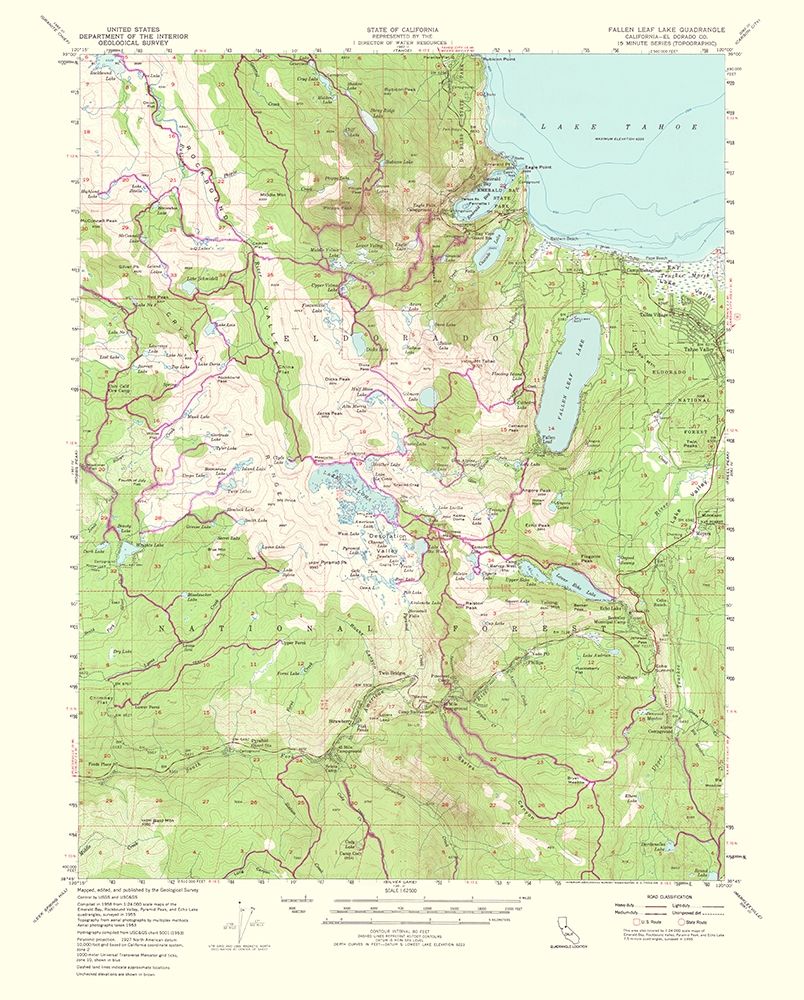Fallen Leaf Lake California Quad - USGS 1964