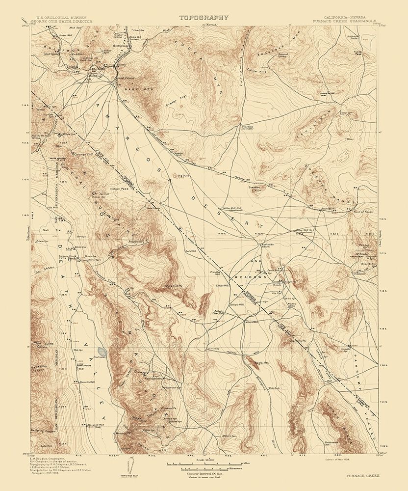 Furnace Creek California Nevada Quad - USGS 1908
