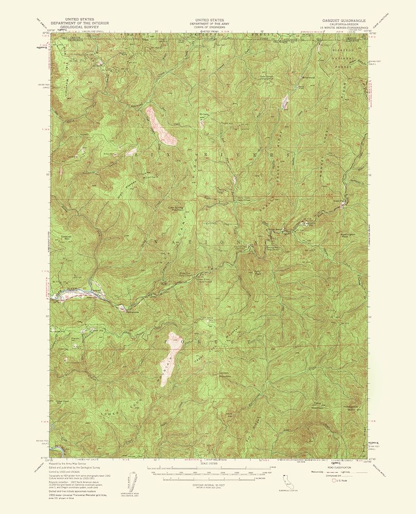 Gasquet California Oregon Quad - USGS 1951