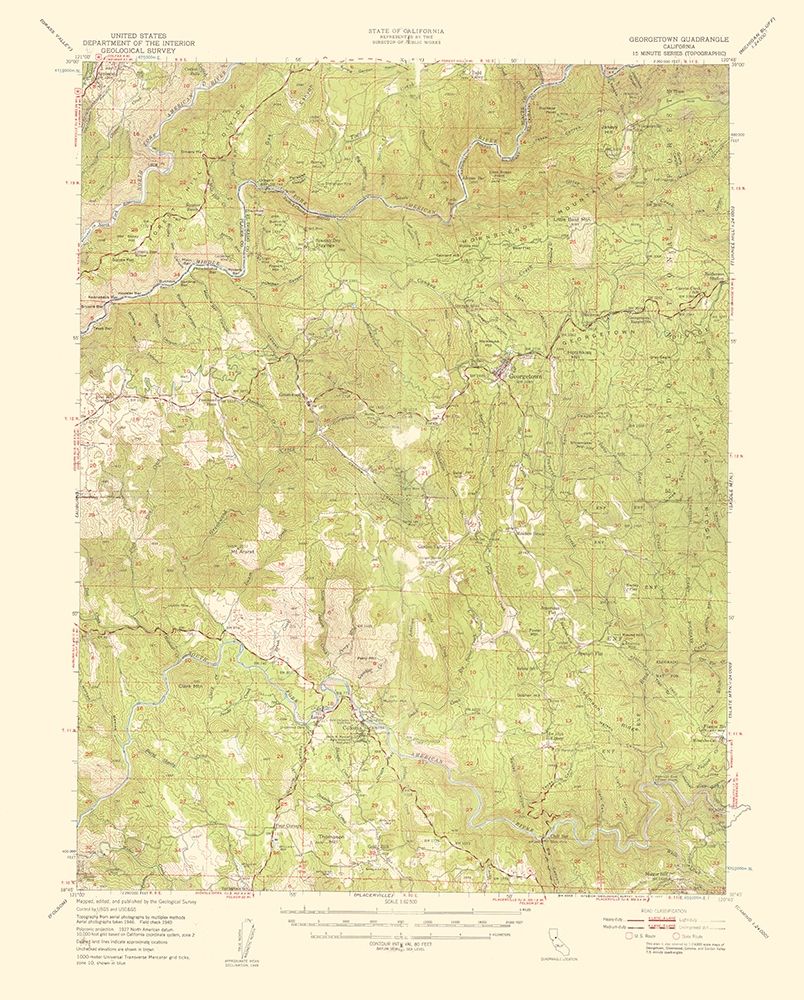 Georgetown California Quad - USGS 1957