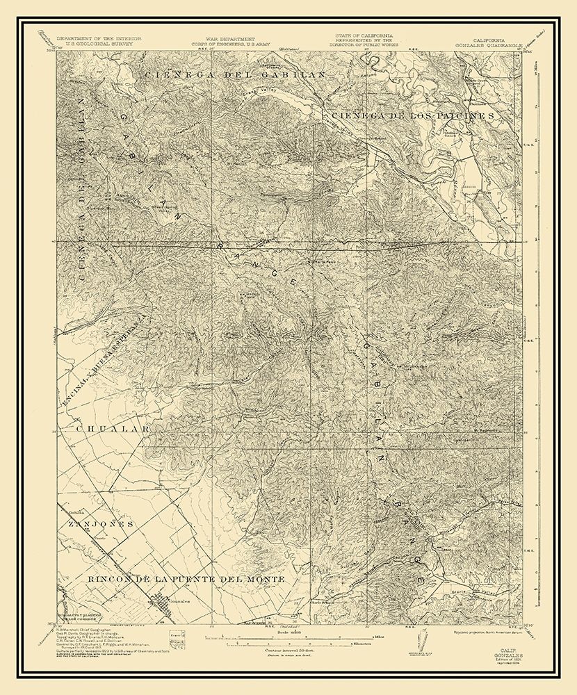 Gonzales California Quad - USGS 1921