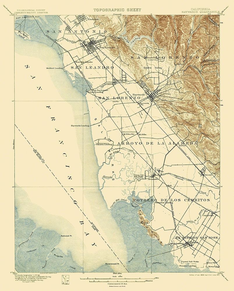 Haywards California Quad - USGS 1899