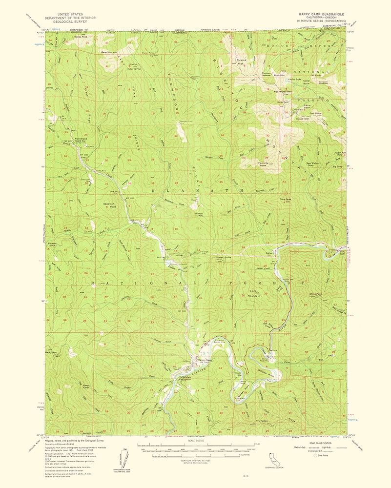 Happy Camp California Oregon Quad - USGS 1961