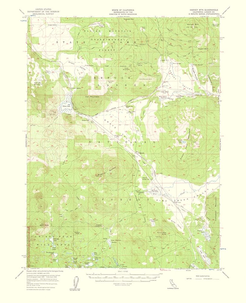 Harvey Mountain California Quad - USGS 1961
