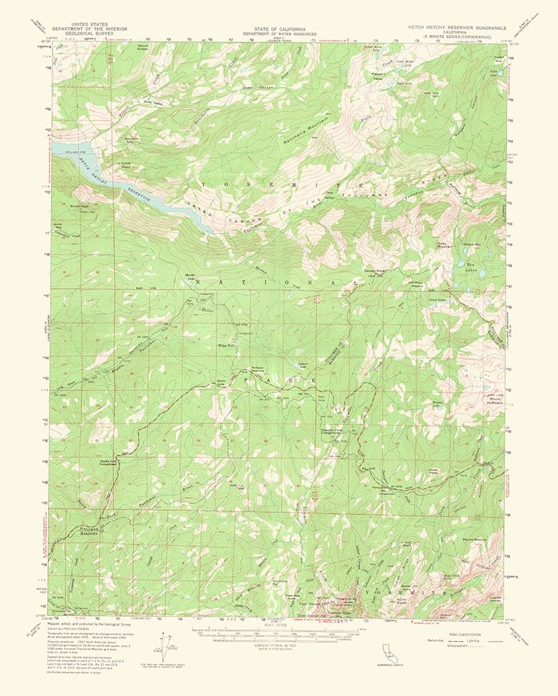 Hetch Hetchy Reservoir California Quad - USGS 1964
