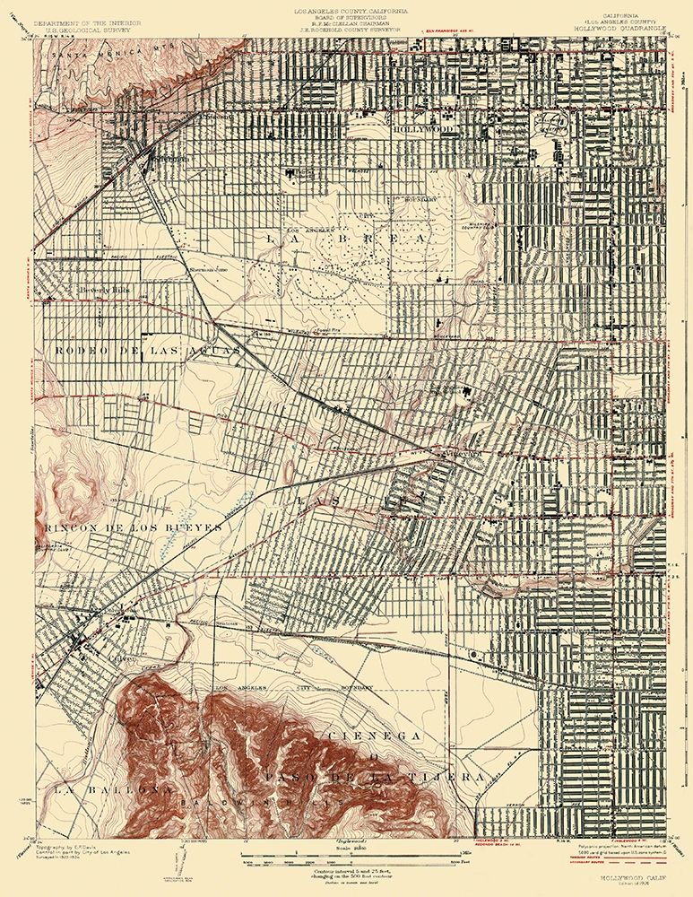 Hollywood California Quad - USGS 1926