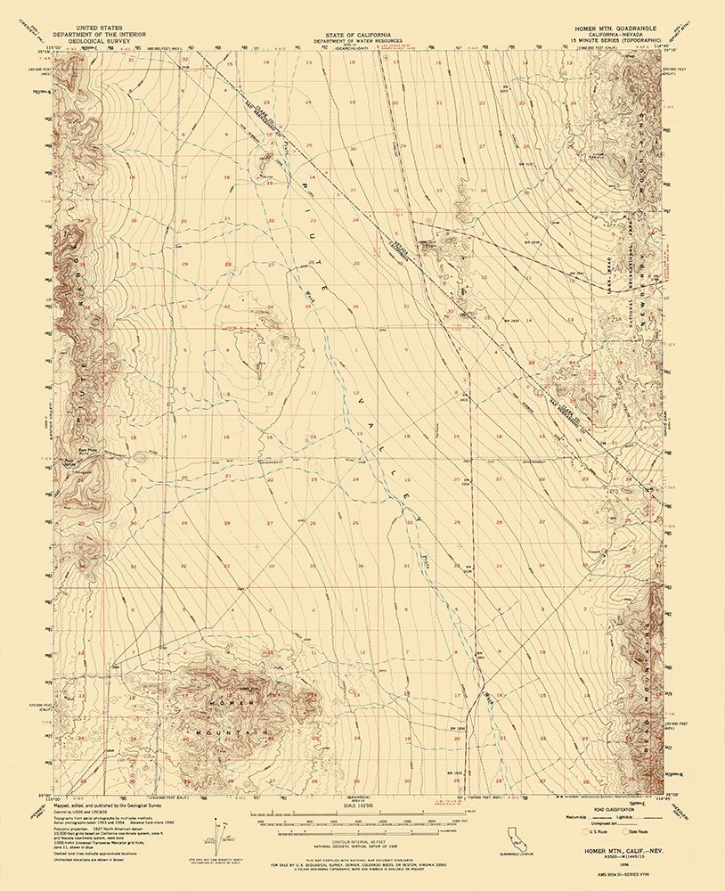 Homer Mt California, Nevada Quad - USGS 1956
