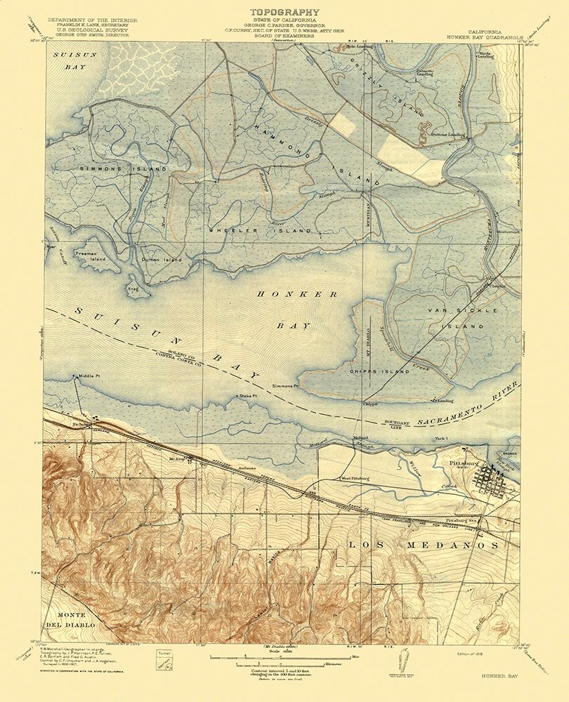 Honker Bay California Quad - USGS 1918