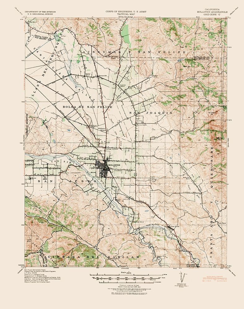 Hollister California Quad - USGS 1940