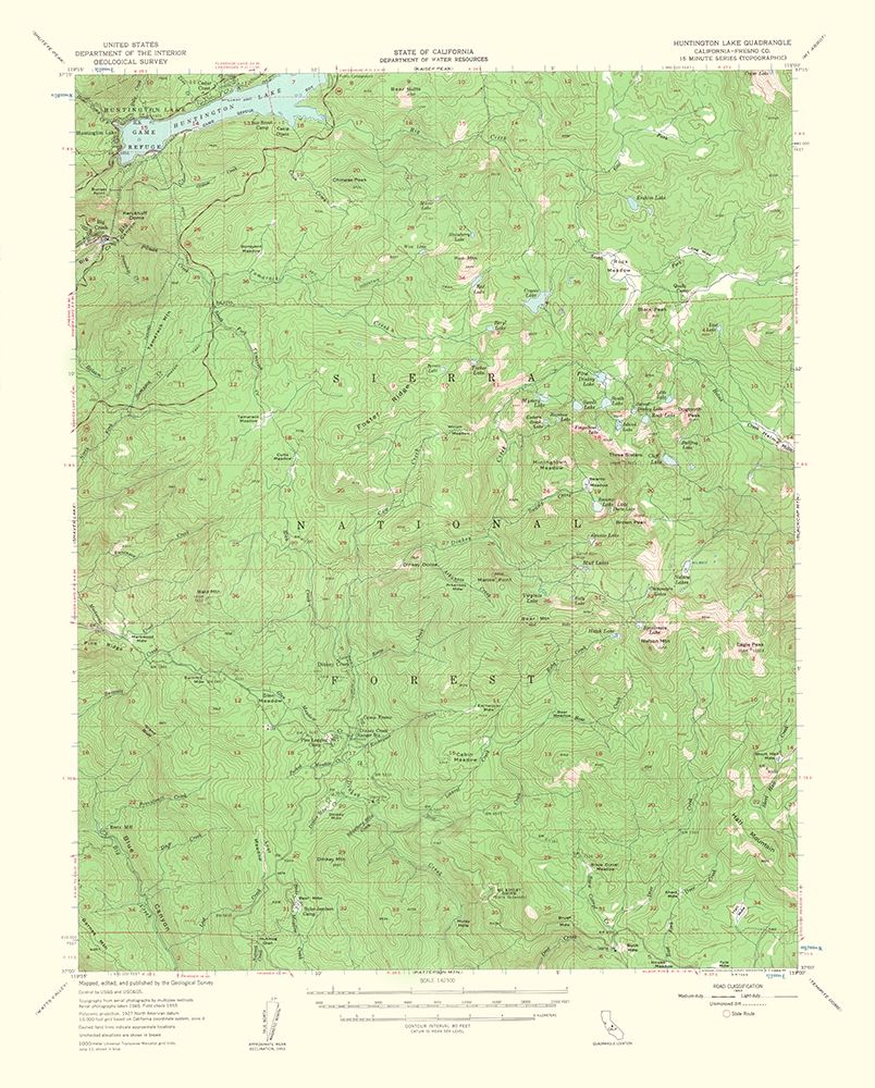 Huntington Lake California Quad - USGS 1963