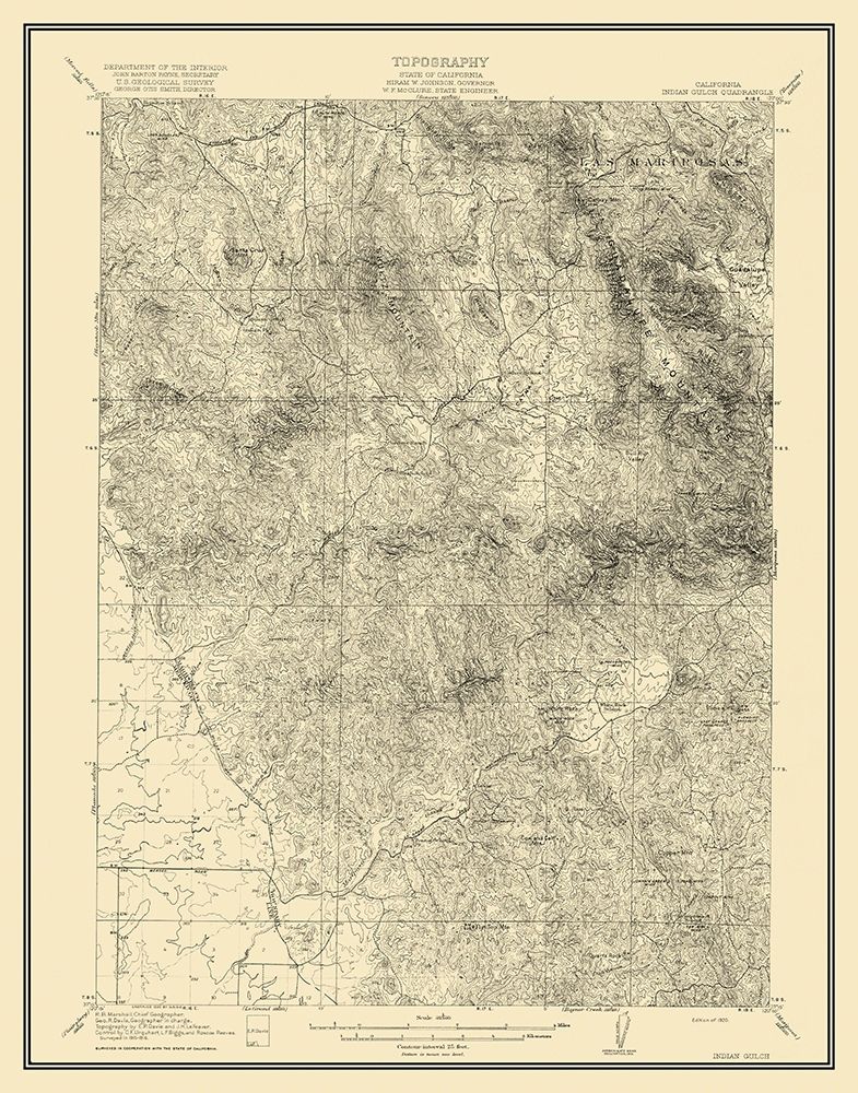 Indian Gulch California Quad - USGS 1920