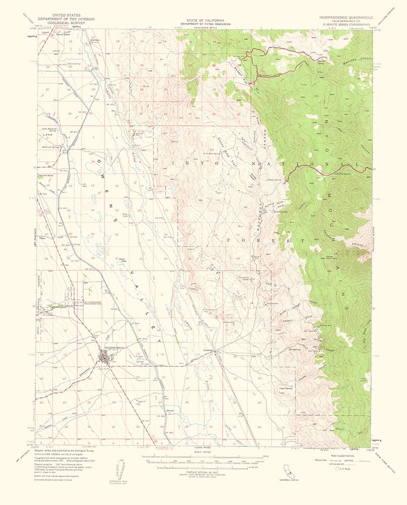 Independence California Quad - USGS 1962