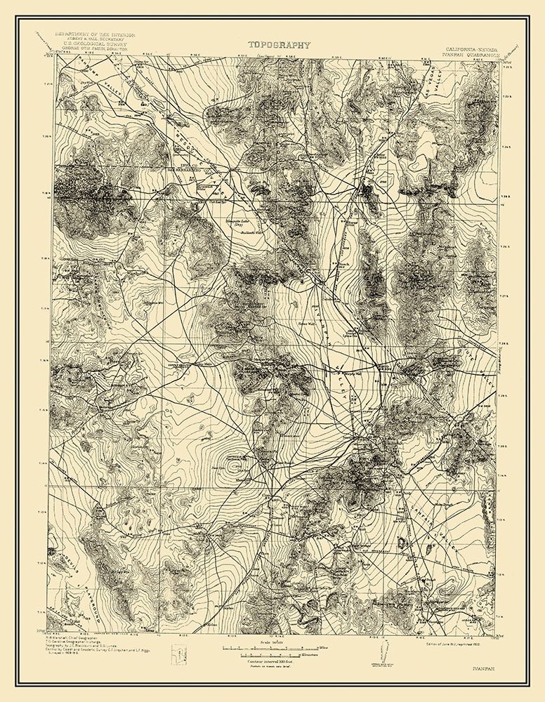 Ivanpah California Nevada Quad - USGS 1912