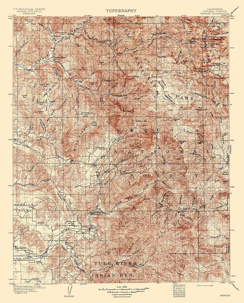 Kaweah California Quad - USGS 1909