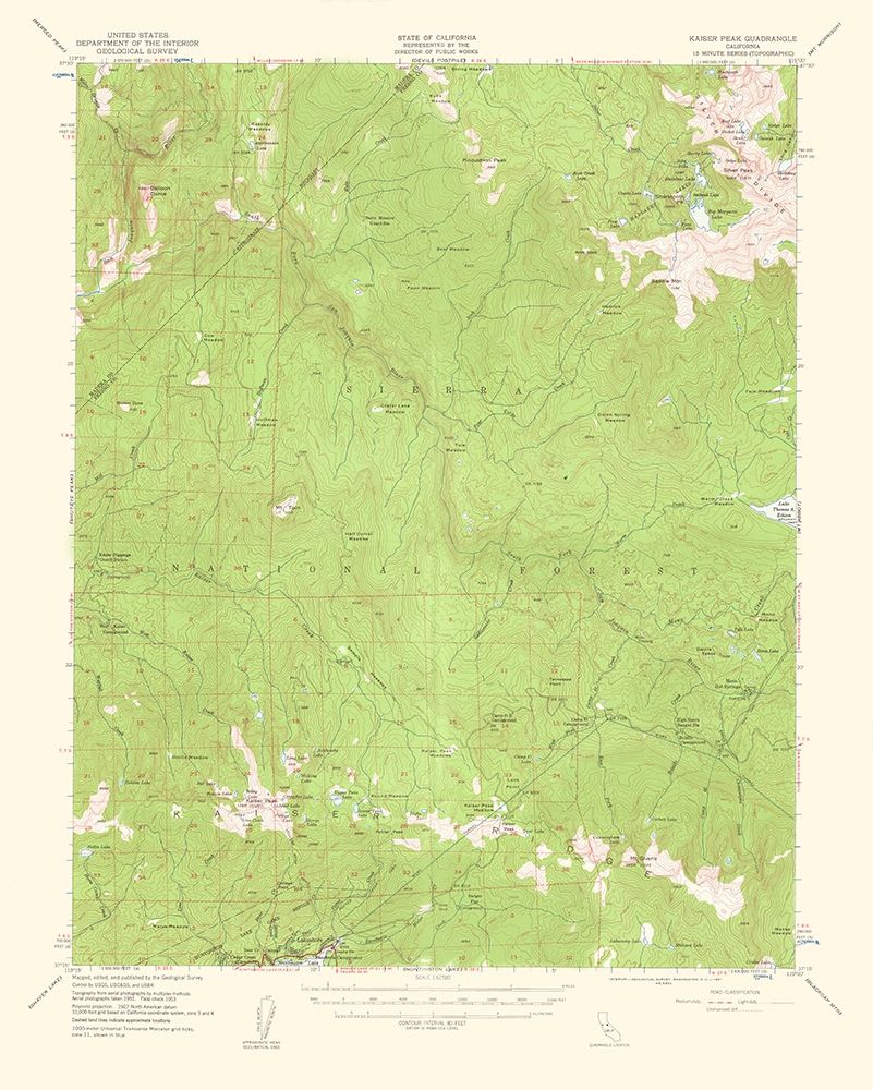 Kaiser Peak California Quad - USGS 1961