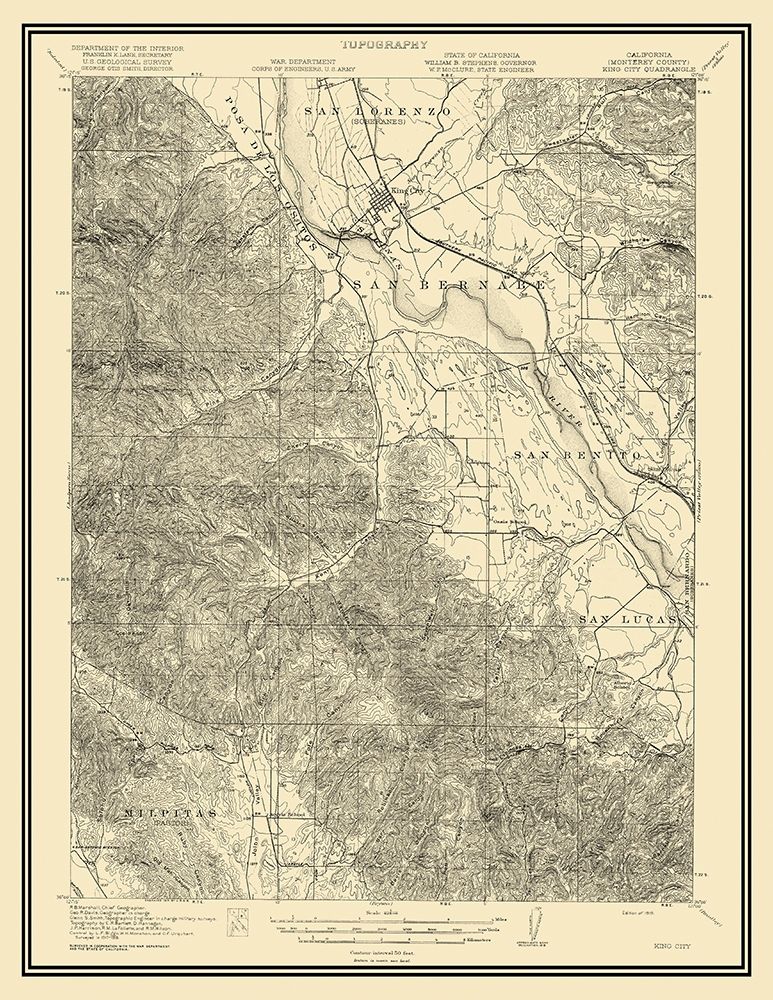 King City California Quad - USGS 1919