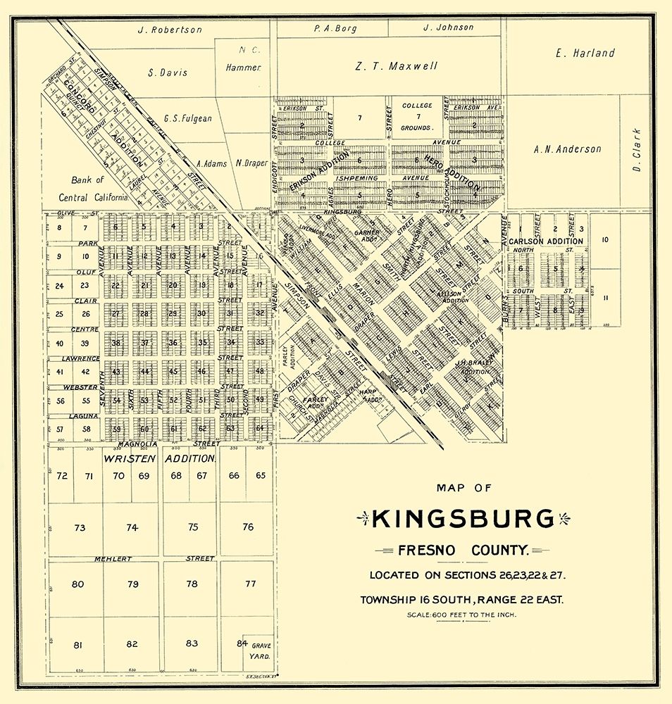 Kingsburg California Landowner - Thomas 1892