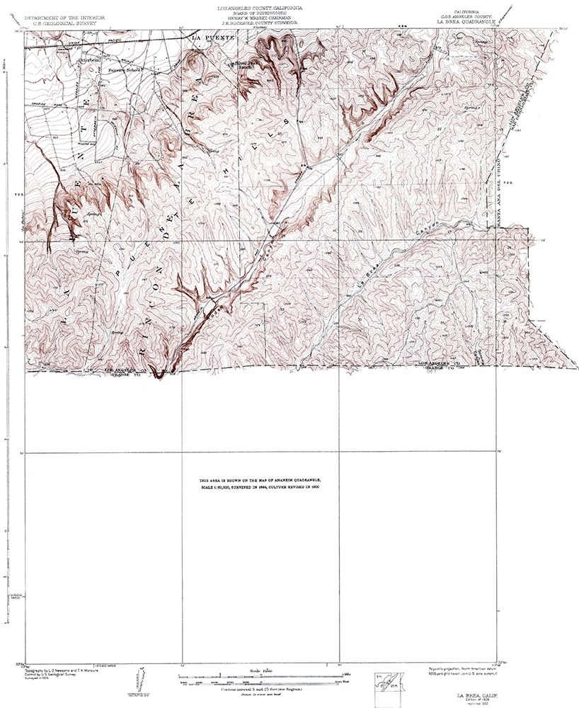 La Brea California Quad - USGS 1928